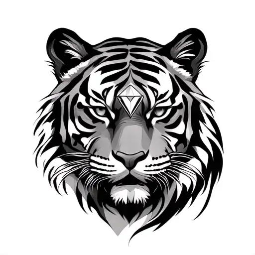 Tiger Face With Diamond On The Forehead