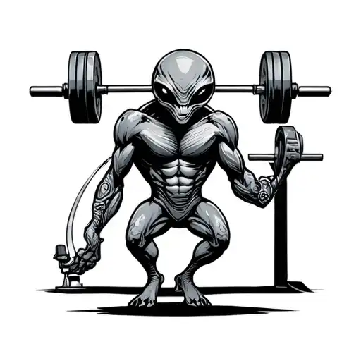 Weightlifting Alien In A Spaceship Gym