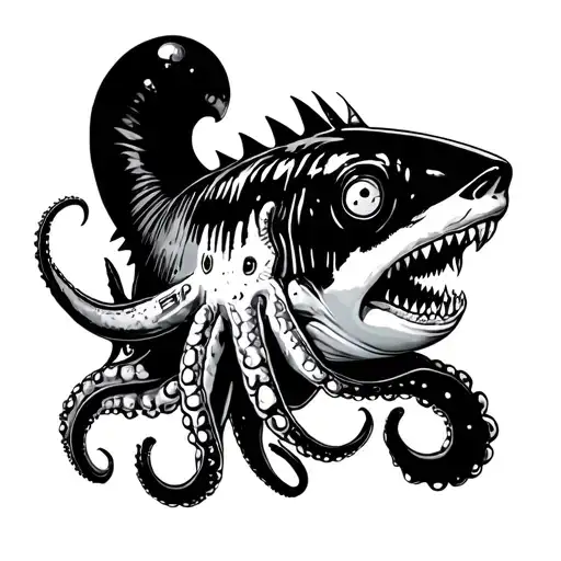 Octopus Shark Anglerfish Following Astronaut