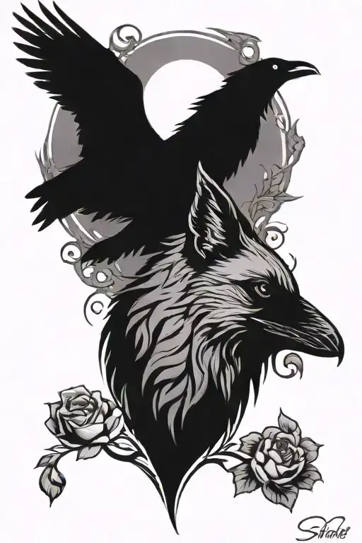 Raven And Wolf Rose
