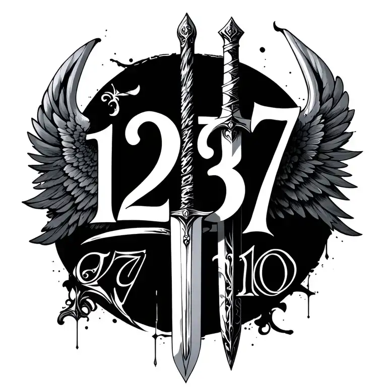 Numbers 23 7 And 10 With Sword With Even Wings