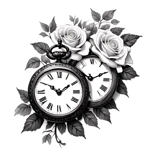 Two Birth Clocks With Roses