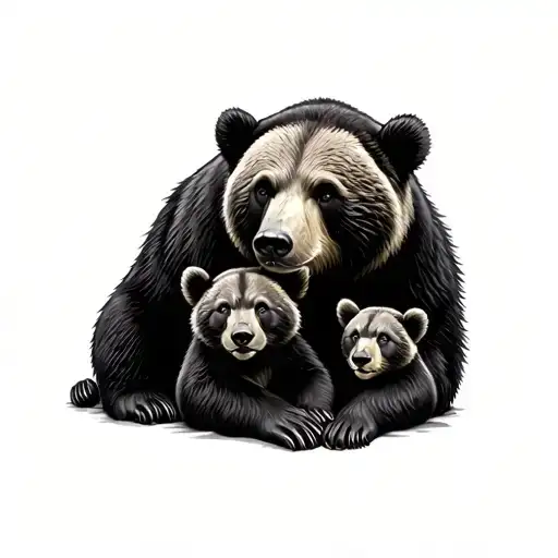 Bear With Cubs