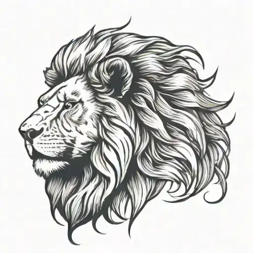 Scarred Lion Head Profile Holding With Long Mane Showcasing Strength