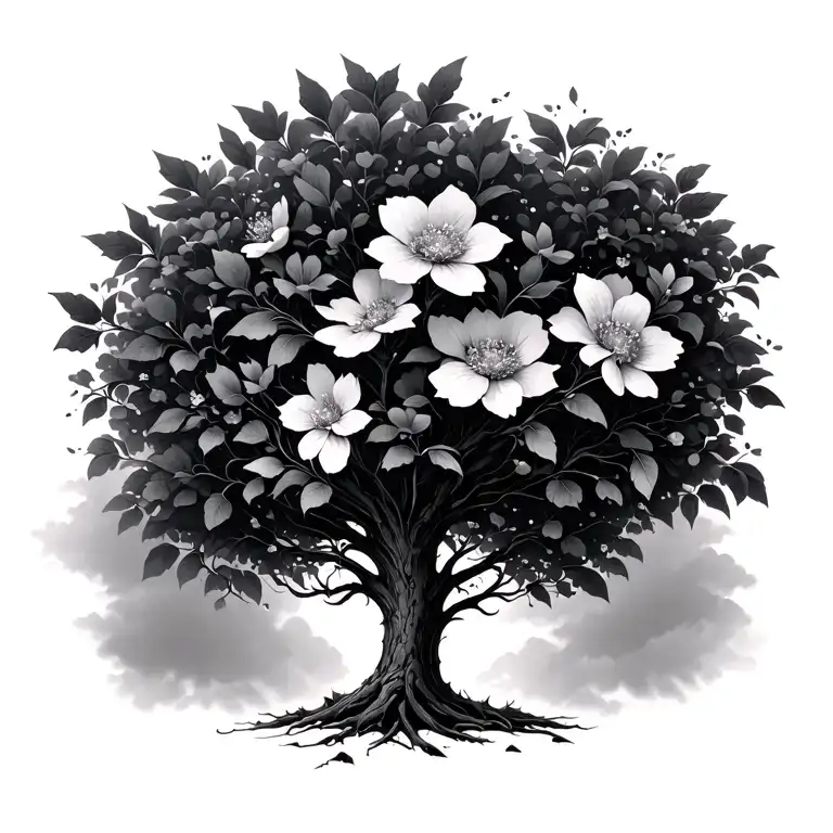 Tree With Flowers Blooming