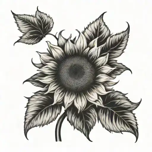 Sunflower Tattoo Design Combining