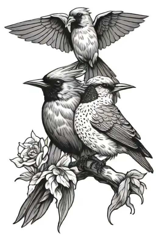 Cardinal And Hummingbird Intertwined