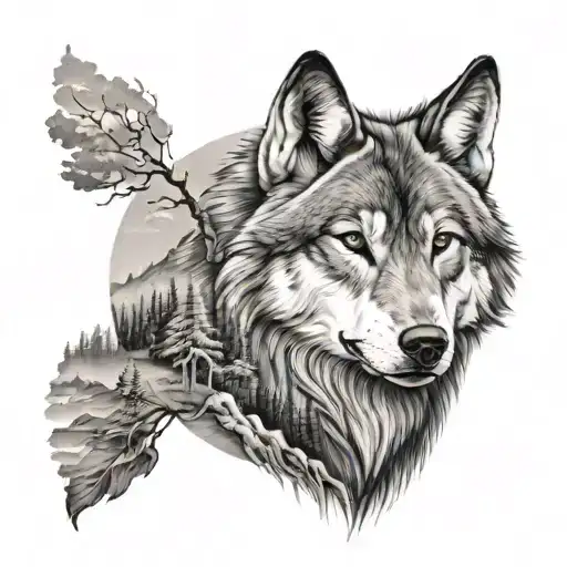 Wolf Nature Scene
