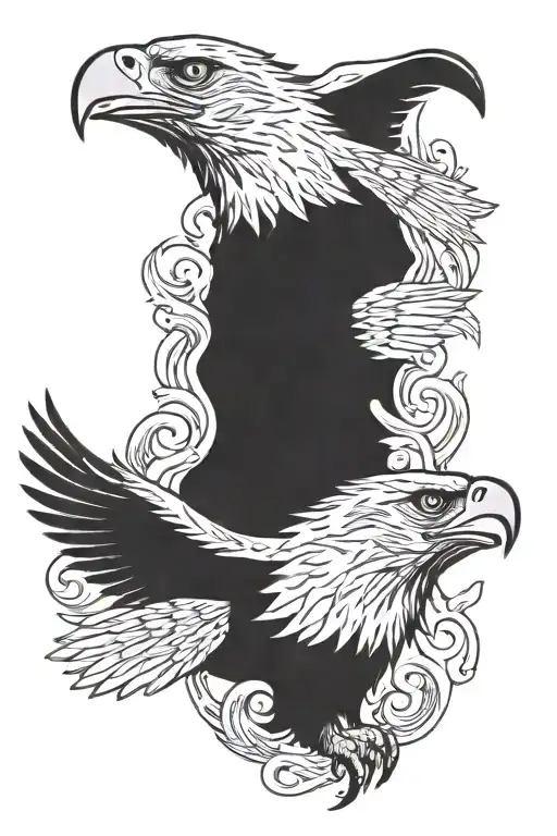 Eagle And Wolf Side To Side Profile