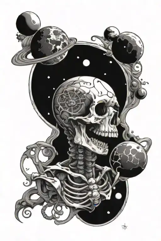 Skeleton With Planets Surrounding