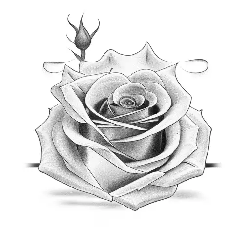 A Black-grey Tattoo Of A Rose With The Name Lisa Written In Elegant Script Beneath It