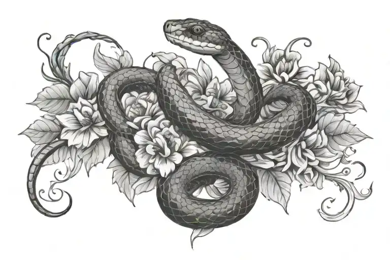 Snake And Flowers