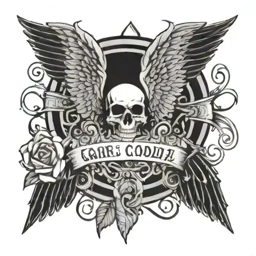 G-code Inscription On The Background Of A Rose Skull Manhole Wings