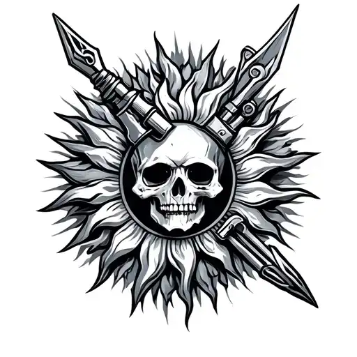 Mechanic Sun Spear Tattoo Design Inspired