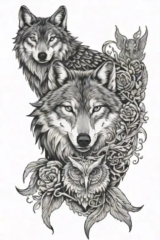 Wolf And Owl Surrounded