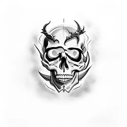 Skull With Open Mouth And Evil Scene