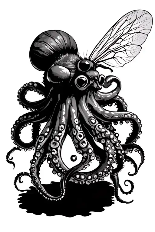 Octopus And A Bee Line Work