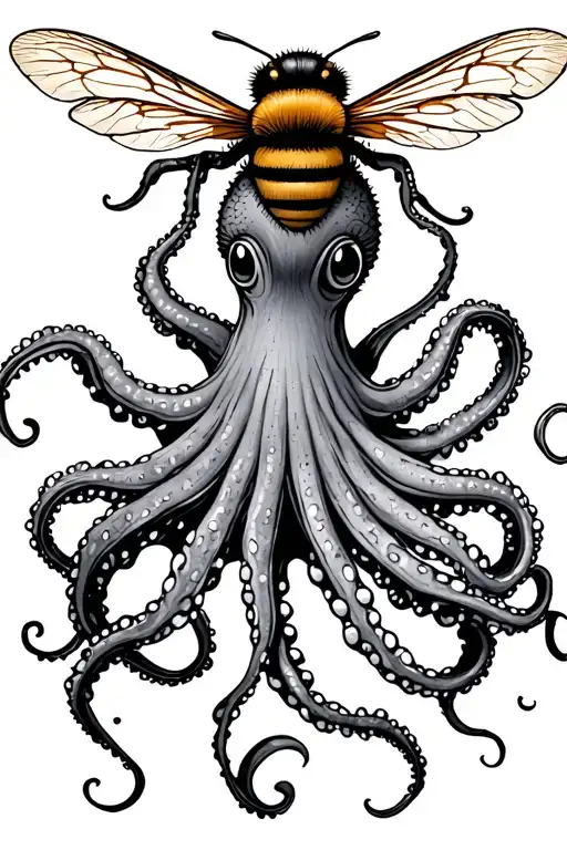 Octopus With A Bee Line Work Hard