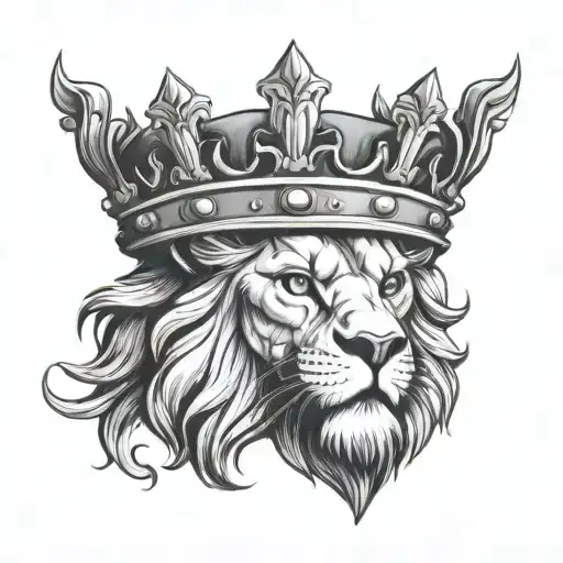 Lion Head King's Crown And Maltese Cross