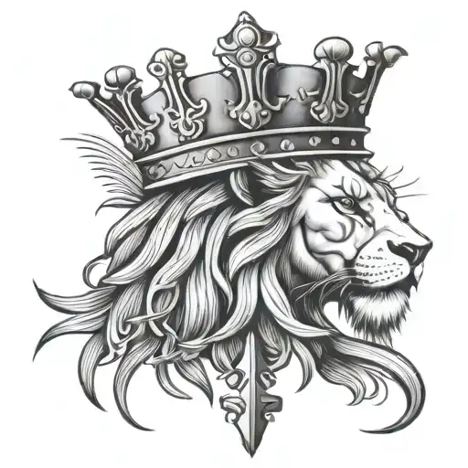 Lion Head King Crown And Cross Of Christ Symbol Incorporated
