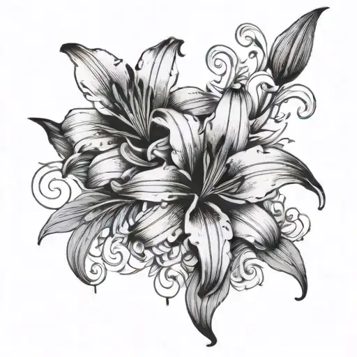 Floral Sleeve Tattoo With Lily