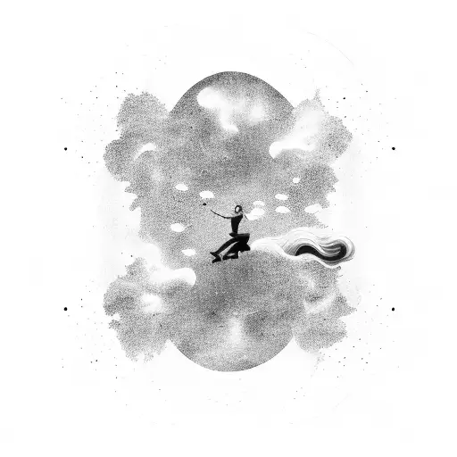 A Silhouette Of A Music Conductor Surrounded By Swirling Galaxies