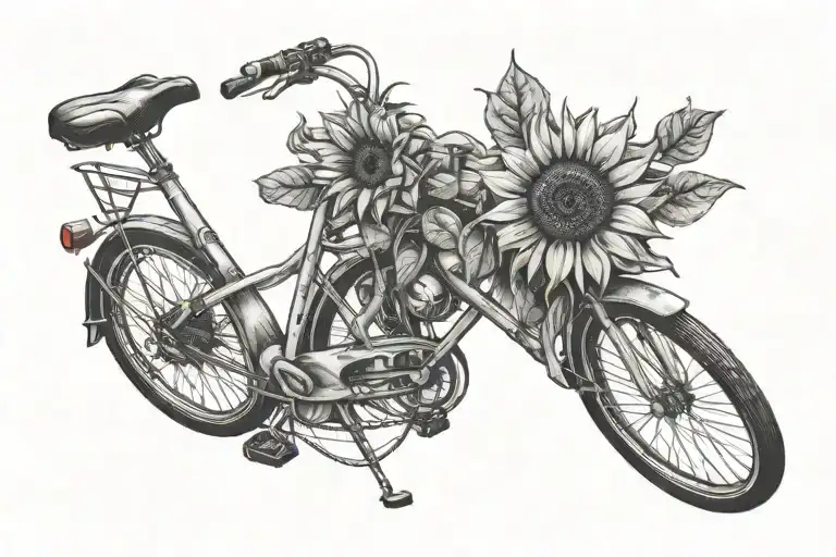 Bicycle And Sunflower