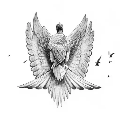 Hawk Carrying His Family On His Wings