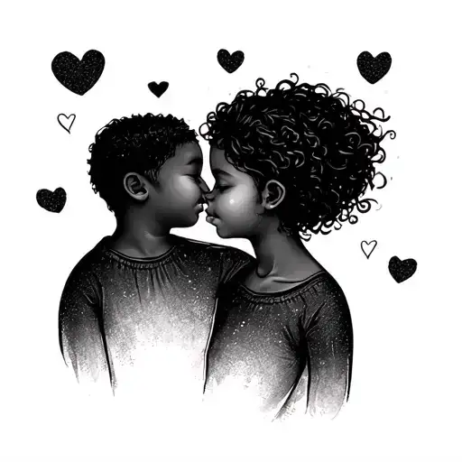 Mother And Son Minimal Tattoo For Women 2 Male Children Lines Only