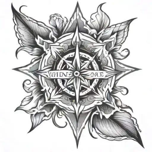 Wind Rose Flower With Lettering