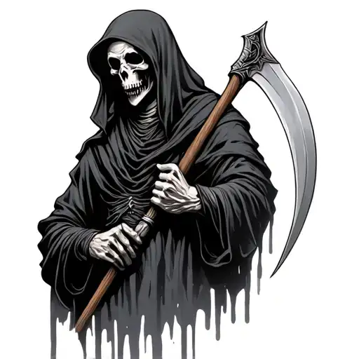 Grim Reaper Holding A Scythe