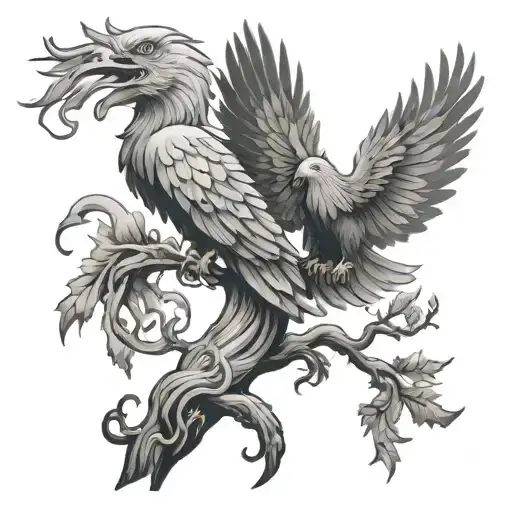 Tree Of Life With Eagle Or Phoenix