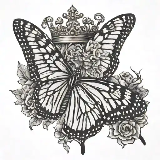 Monarch Butterfly And A Crown Hanging