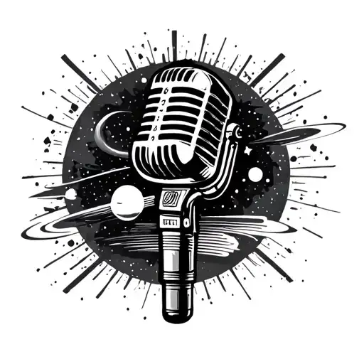 Trash Polka Vintage Microphone With A Space Theme Background