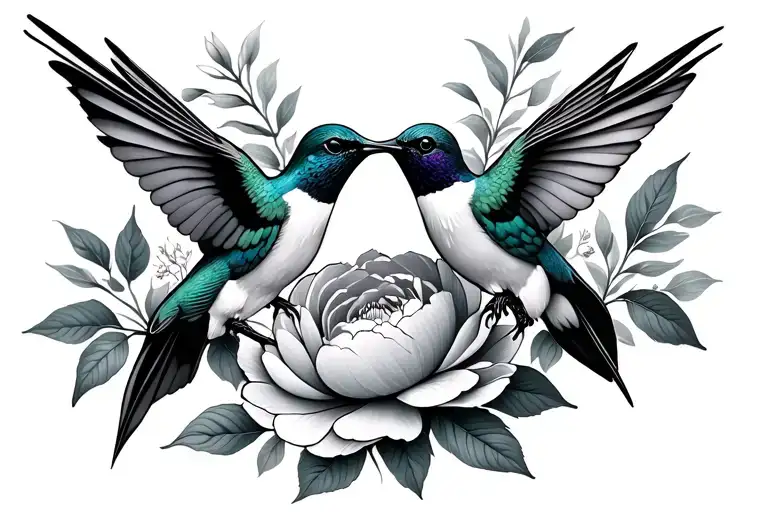 Infinity Symbol Hummingbirds Peony