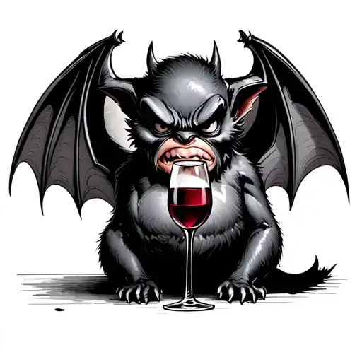 Grumpy Bat With Wine Glass