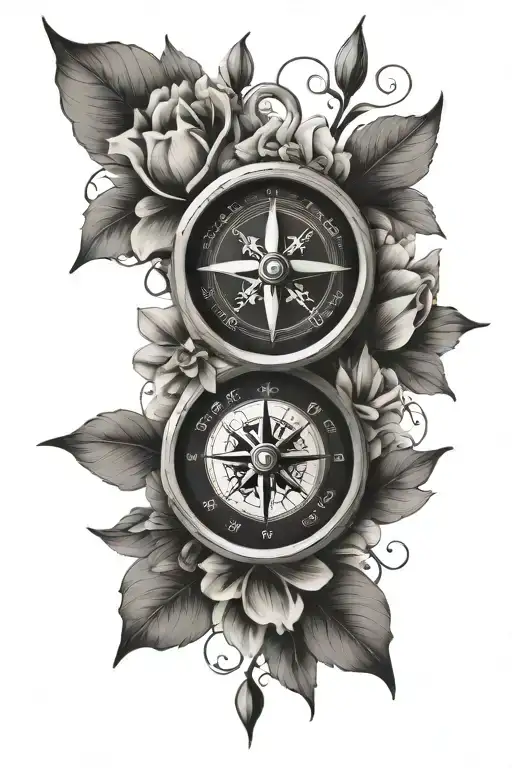Compass And Flowers