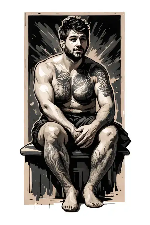 Men Sittin Holding Her Legs