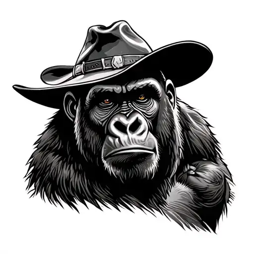 Gorilla With A Cowboy Hat On