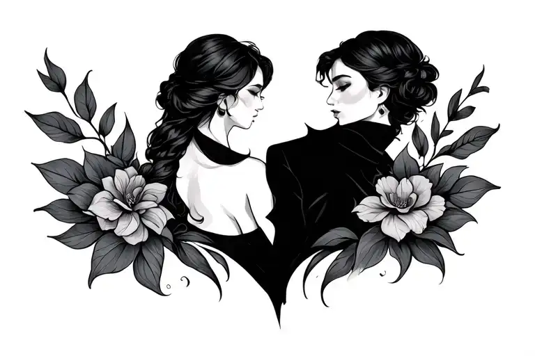 Matching Tattoo For Friends Who Are Opposite But Complete Each Other