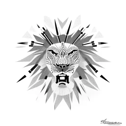 Roaring Lion With Indian Headdress