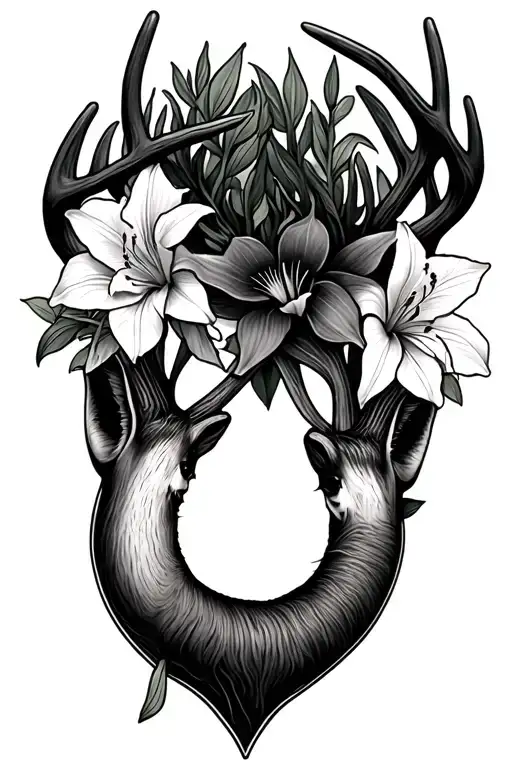 Blooming Lillie's With Deer Horn