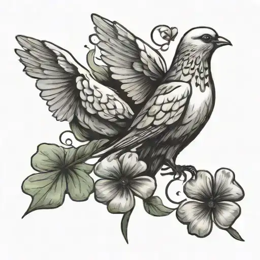 Doves And Four Leaf Clover
