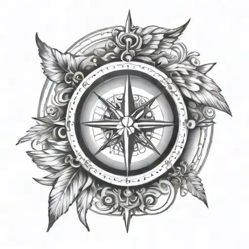 Compass Wing Annd Wheel Surrounded