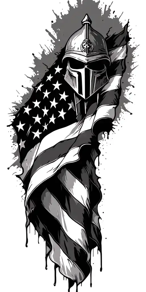 American Flag Tattered Crusader Looking