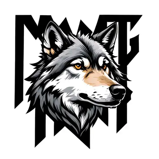 Wolf With The Letter M In Signature Style