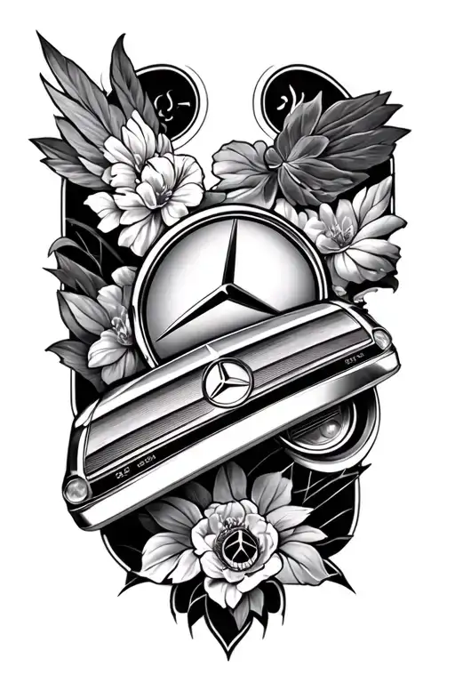 Mercedes Benz Inspired Tattoo Featuring An M