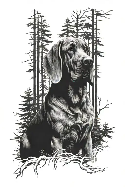 Bloodhound In A Forest Scene Featuring Lost Souls