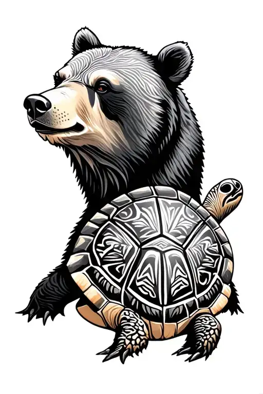Tribal Turtle And Bear Surrounded