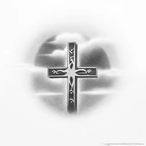 Christian Cross In Front Of Dark Skies